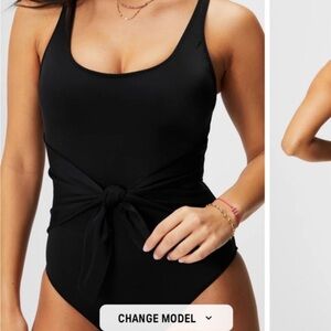 Scoop Tie Back Shaping One-Piece Swimsuit medium Fabletics